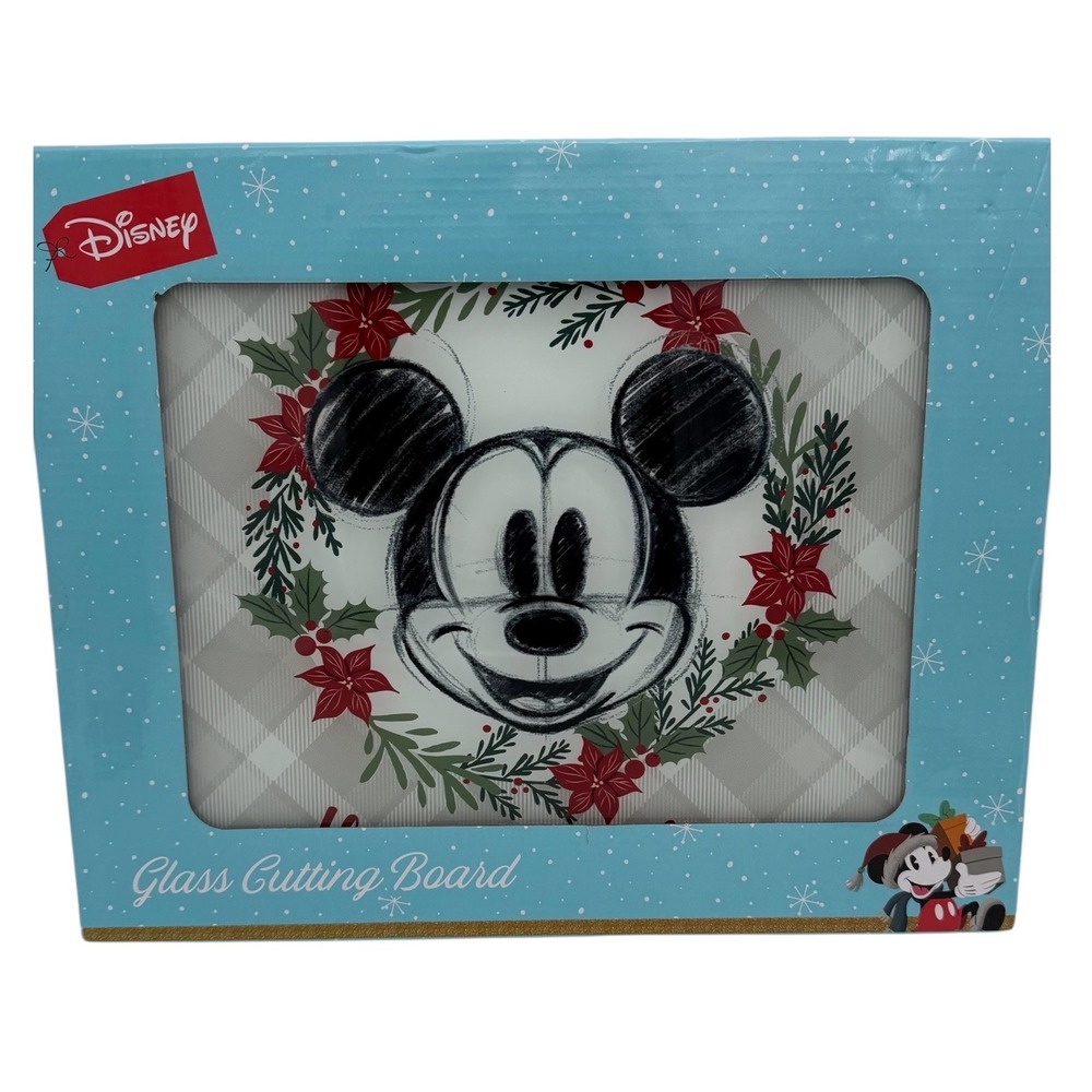 Disney Mickey Mouse Christmas Glass Cutting Board 12x15 inch Tempered Glass